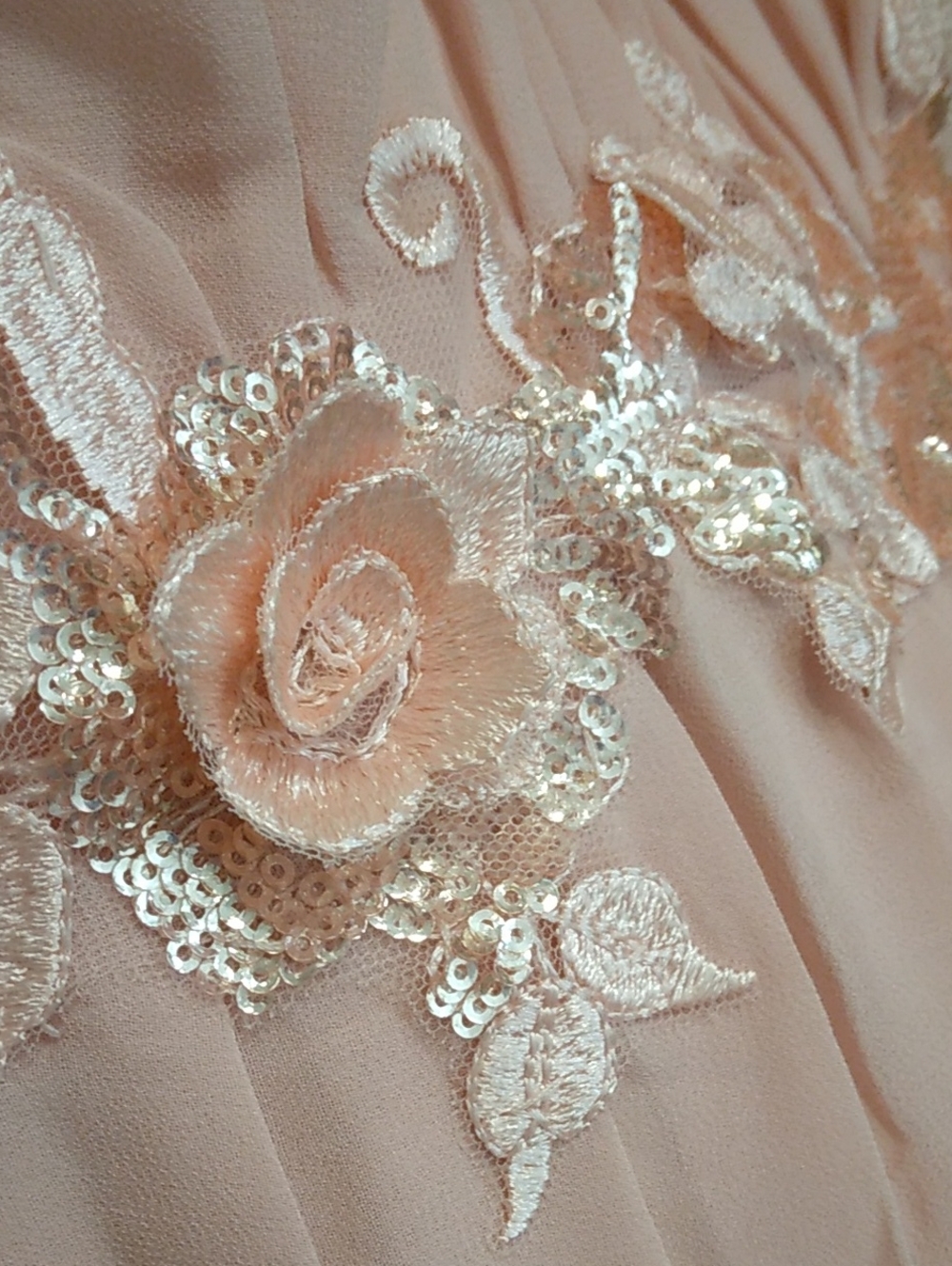 Ever Pretty Blush A-line Chiffon Short Sleeve Dress With Floral Applique - Picture 3 of 8